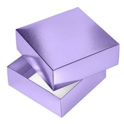 Коробка подарочная картонная с крышкой сборная 180х180х65 КВАДРАТ тиснение METALLIC Фиолетовая (082228) 03420 Хатбер