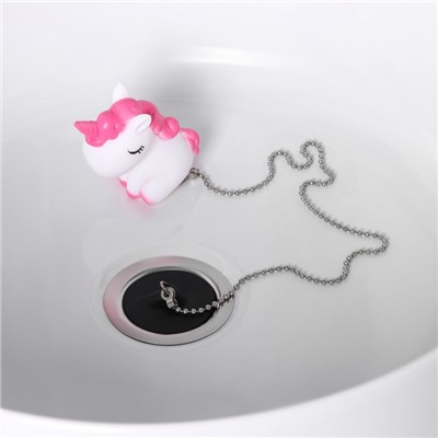 Пробка для ванны с игрушкой «Единорог», диаметр: верх 5,1 см, низ 4,6 см, цвет белый