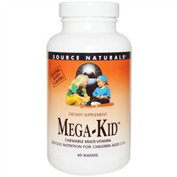 Source Naturals, Mega-Kid, жевательные мультивитамины с натуральным ягодным вкусом, 60 пастилок