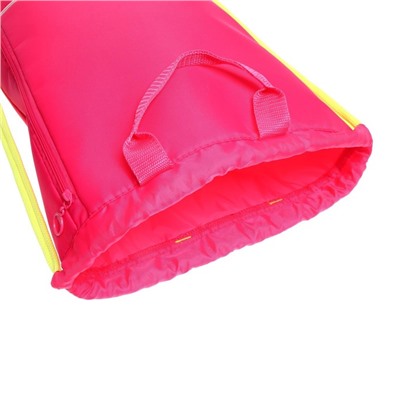 Мешок для обуви с карманом 430 х 360 х 90 мм, с расширением, ручка-петля, светоотражающая полоса, Оникс МО-31с-48, розовый/салатовый (полиэстер кашированный пенополиуретаном "дутик")