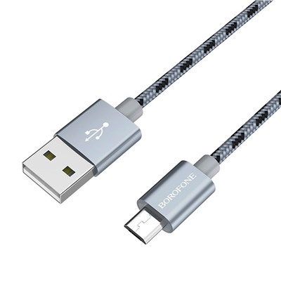 Кабель USB - micro USB Borofone BX24 Ring  100см 2,4A  (metal grey)