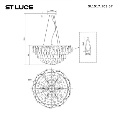 SL1517.103.07 Светильник подвесной ST-Luce Серебристый/Белый, Золотистый E14 7*40W