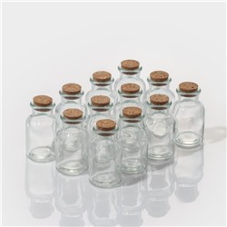 Набор баночек стеклянных для специй с пробковой крышкой Доляна «Парфе», 40 мл, 4×6,6 см, 12 шт