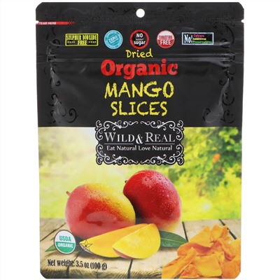 Nature's Wild Organic, Высушенные кусочки органического манго, 3.5 унц. (100 г)