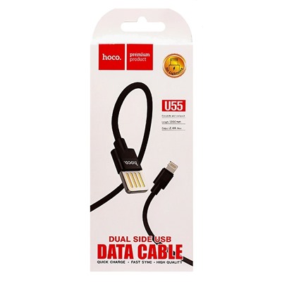 Кабель USB - Apple lightning Hoco U55 Outstanding (повр. уп)  120см 2,4A  (black)