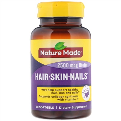 Nature Made, Добавка для здоровья волос, кожи и ногтей, 60 капсул