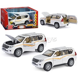 Машина металл Toyota Land Cruiser Prado 20 см, (свет-звук, двери, капот) в коробке