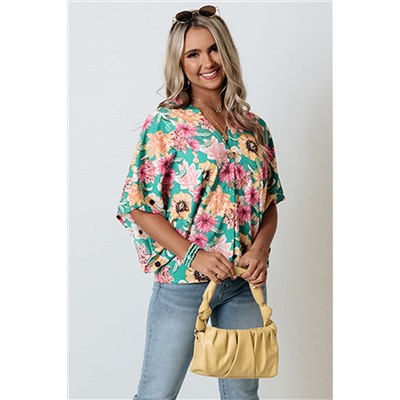 Green Vacay Floral Print Kimono