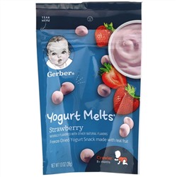 Gerber, Yogurt Melts, для малышей от 8 месяцев, с клубникой, 28 г (1.0 унция)