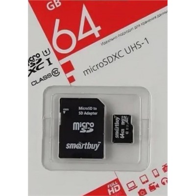 Карта памяти microsd SDHC 64GB и адаптер #21259471