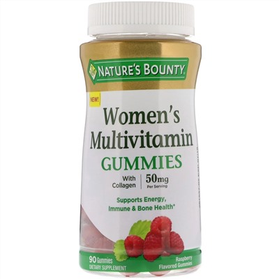 Nature's Bounty, жевательные мультивитамины для женщин, со вкусом малины, 50 мг, 90 жевательных таблеток