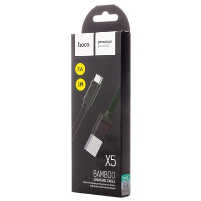 Кабель USB - Type-C Hoco X5 Bamboo  100см 3A  (black)