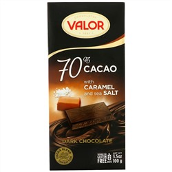 Valor, Dark Chocolate, 70% Cacao, With Caramel and Sea Salt, 3.5 oz (100 g)