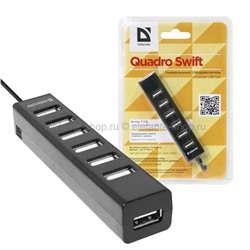 Разветвитель HUB USB 2.0 Defender Quadro Swift 7Port Black (UM)