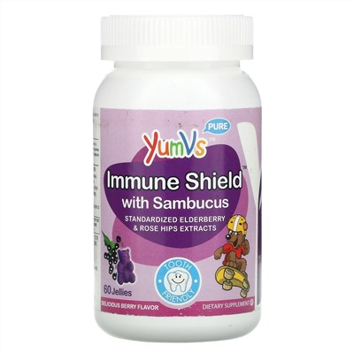YumV's, иммунная защита с бузиной, ягодный вкус, 60 желейных таблеток