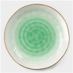 Тарелка фарфоровая глубокая Доляна «Космос», 550 мл, d=21,5 см, цвет зелёный
