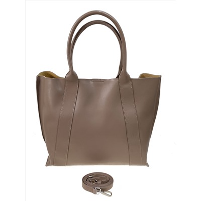 Женская сумка шоппер из натуральной кожи, цвет бежевый