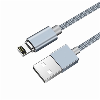 Кабель USB - Apple lightning Hoco U40A магнитный (повр. уп.)  100см 2A  (metal grey)