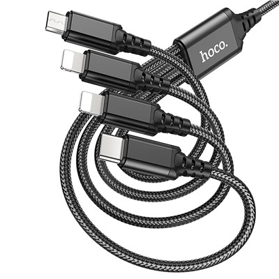 Кабель USB - Multi connector Hoco X76 4in1  100см 2A  (black)
