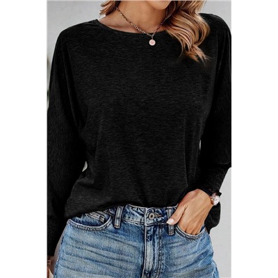 Black Marble Print Dolman Sleeve Top