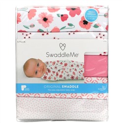 Summer Infant, SwaddleMe, Original Swaddle, Small Medium, 0-3 Months, Floral, 5 Pack