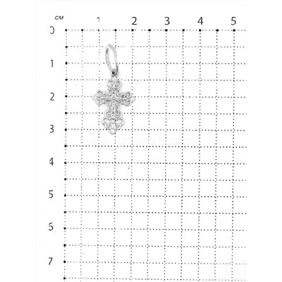 Крест нательный из серебра с фианитами родированный 925 пробы 3-459р