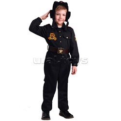 2077 к-19-30 Карнавальный костюм "Военный Танкист" (рубашка, брюки, ремень, шлемофон, орден) размер 116-60