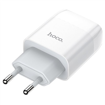 Адаптер Сетевой с кабелем Hoco C73A Glorious 2USB 2,4A/10W (USB/Type-C) (white)