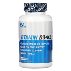 EVLution Nutrition, витамины D3 и К2, 60 вегетарианских капсул