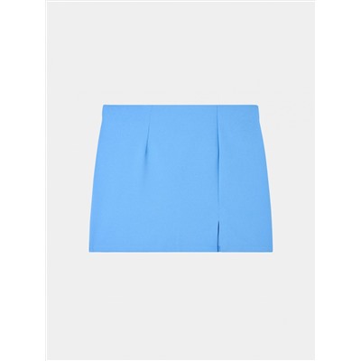 Мини-юбка с разрезом голубой
