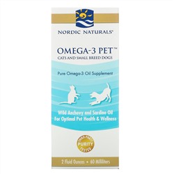 Nordic Naturals, Омега-3 для питомцев, для кошек и небольших собак, 2 жидких унции (60 мл)