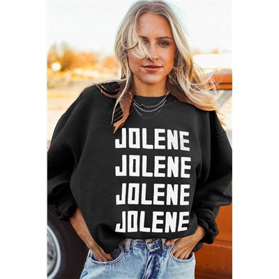 Black JOLENE Ribbed Corded Oversized Sweatshirt