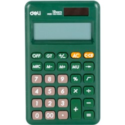 Калькулятор 12 разрядов EM120GREEN 178х110х26,5 мм зеленый, карманный (1740392) Deli