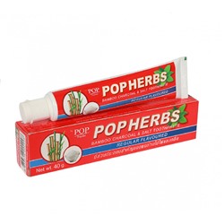 POP Herbs Зубная паста с бамбуковым углем и солью 40г в тубе Bamboo Charcoal & Salt Toothpaste