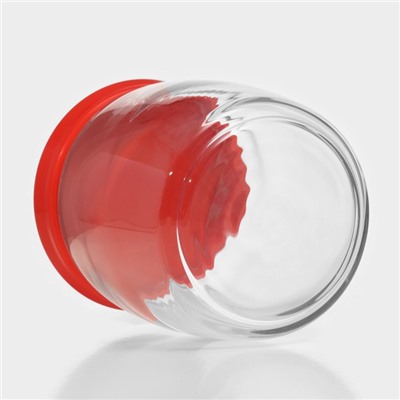 Банка для сыпучих продуктов стеклянная Cesni, 920 мл, красная пластиковая крышка