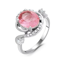 Кольцо из серебра турмалин розовый выращ., Сабина