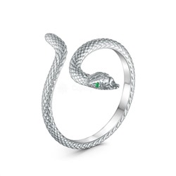 Кольцо разъёмное из серебра с фианитами родированное - Змея 411-10-747р