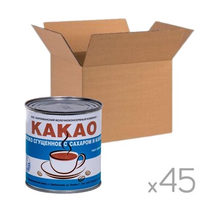 Сгущенное молоко с сахаром и какао МДЖ 7,5%, 370 г, короб 45 шт.