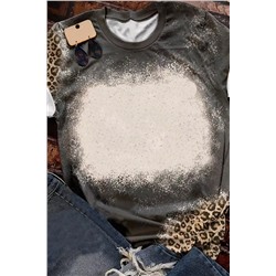 Gray Bleached Blank Leopard Tie-dye Print T Shirt