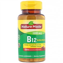 Nature Made,  B-12 Sublingual, Cherry, 1,000 mcg, 50 Micro -Lozenges