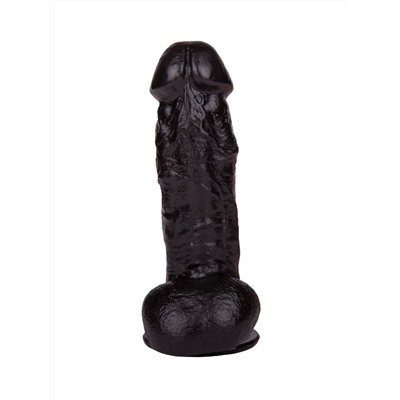 Реалистичный чёрный фаллоимитатор на присоске - 17,8 см.