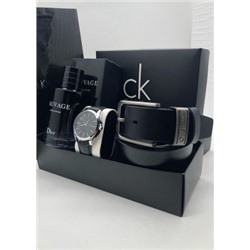Подарочный набор для мужчины ремень, часы, духи + коробка #21177492