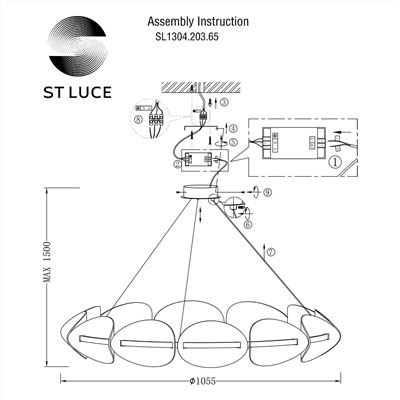 SL1304.203.65 Люстра подвесная ST-Luce Золотистый/Белый LED 1*65W 3000K