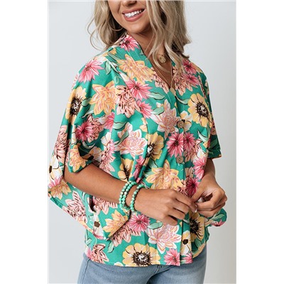 Green Vacay Floral Print Kimono