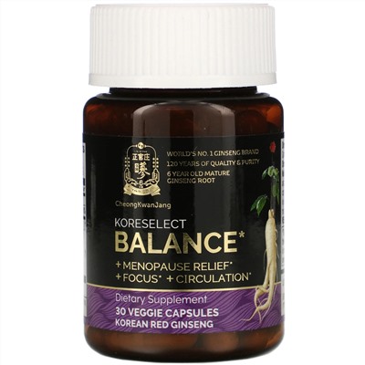 Cheong Kwan Jang, Koreselect, Balance, 30 Veggie Capsules