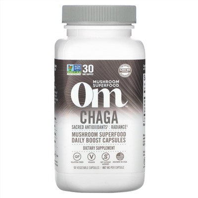 Om Mushrooms, Chaga, 667 mg, 90 Vegetable Capsules