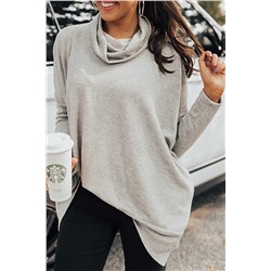 Gray Cowl Neck Shift Tunic Top