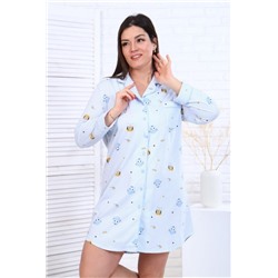 Платье-пижама для девочки арт. ПД-007 (Совы на полосках/голубой)