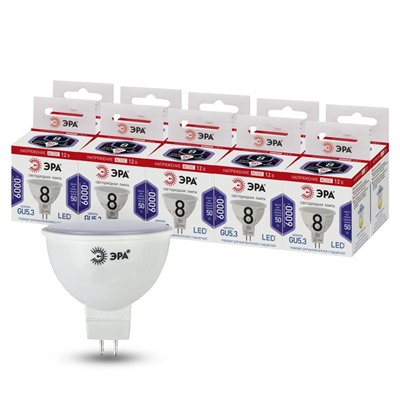 Лампа светодиодная Эра Standard «Софит», 8 Вт, GU5,3, 640 Лм, 6000К, свечение холодное белое