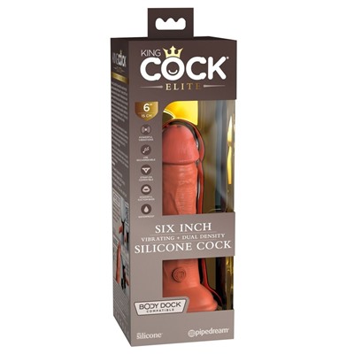 Фаллоимитатор цвета карамели 6  Vibrating Silicone Dual Density Cock - 17,8 см.